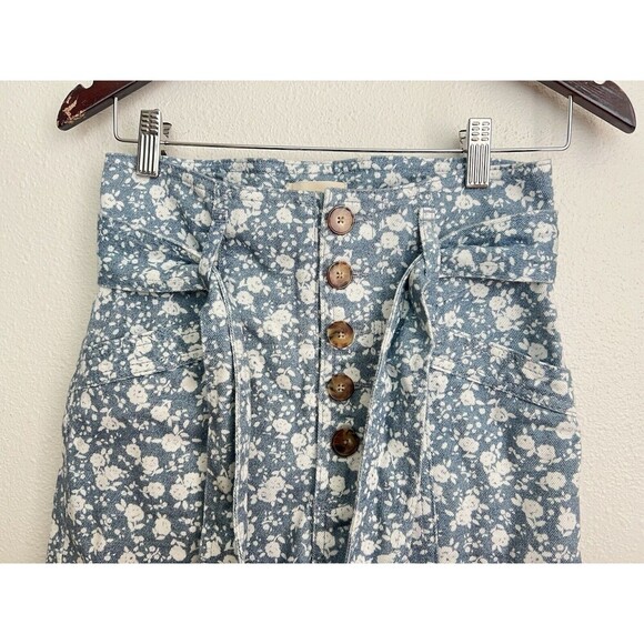 Sézane High-Waist Floral Tapered Jeans FR 34/US 2 Blue White NWT - Picture 7 of 12